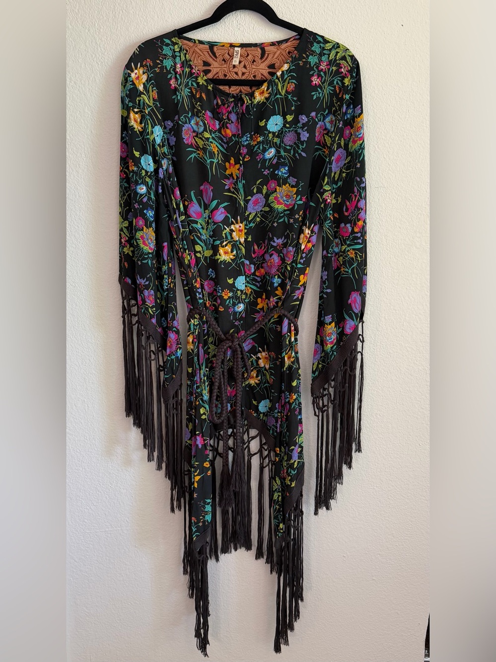 Spell Gypsy Queen Tassel Kimono Charcoal OS ✨ Rare Archive 2014